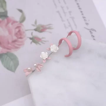 粉C小白玫瑰×三套件耳環組.avif