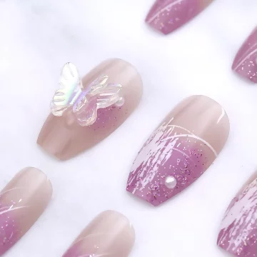 紫晶靈動蝴蝶亮面×穿戴式手指甲片×二十四入.avif