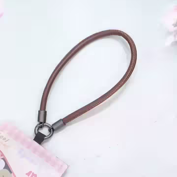 單色簡約皮革×手機腕帶掛繩×棕咖