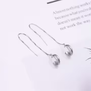 925銀針×簡約晶鑽交叉×耳骨耳線