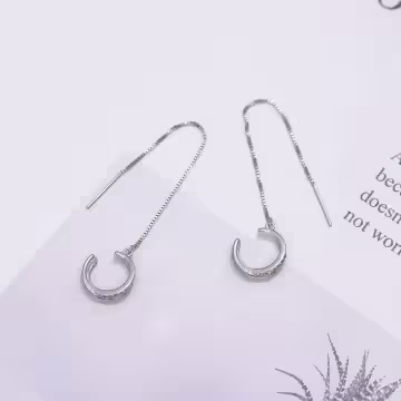 925銀針×簡約晶鑽交叉×耳骨耳線