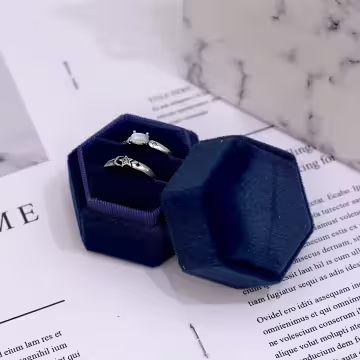 絲絨六角型×適用對戒×絨布盒×深藍