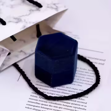 絲絨六角型×適用對戒×絨布盒×深藍