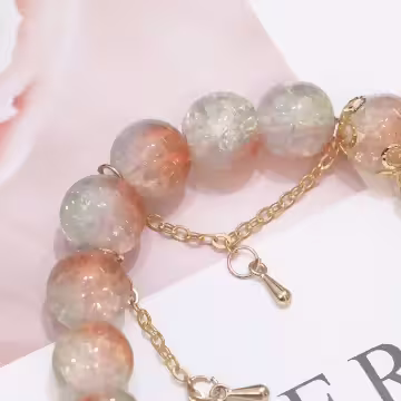 橘金長命鎖喵喵×固定式串珠手鍊