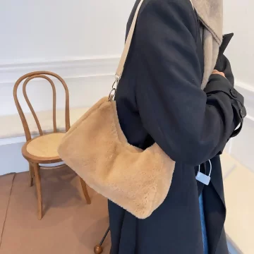 毛絨小單肩×肩背袋×卡其.avif