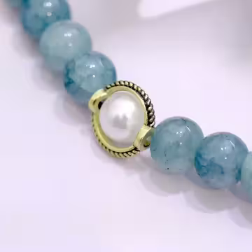 蔚藍水滴琉璃×雙層串珠手鍊