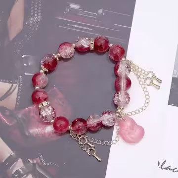 妖媚紅狐琉璃×固定式串珠手鍊