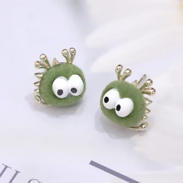 絨毛呆萌小怪獸×三套件耳環組×綠色.avif