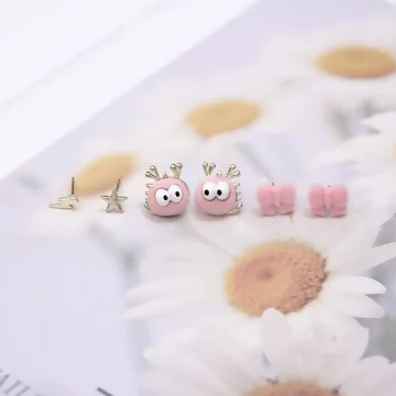 絨毛呆萌小怪獸×三套件耳環組×粉紅.avif