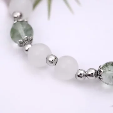 煙染黛綠白晶花朵×固定式串珠手鍊 .avif