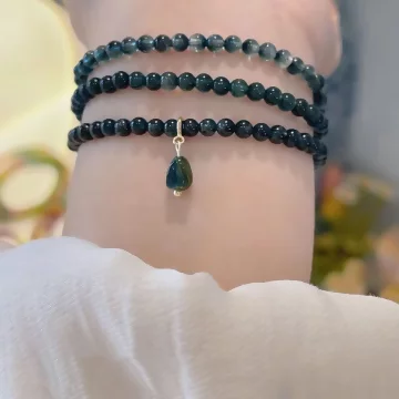 深藍琉璃三層×固定式串珠手鍊 .avif