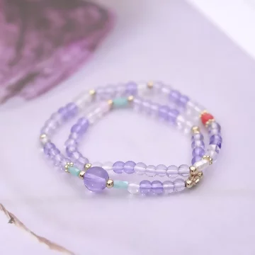 淡紫彩珠雙層×固定式串珠手鍊 .avif