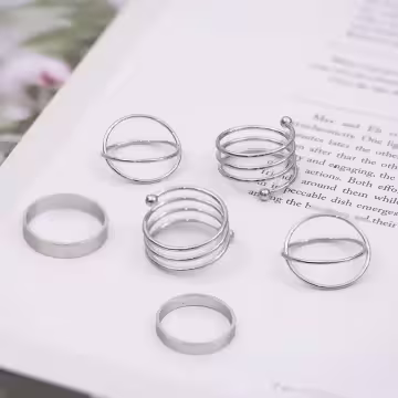 多層螺旋彈簧×六套件戒指組