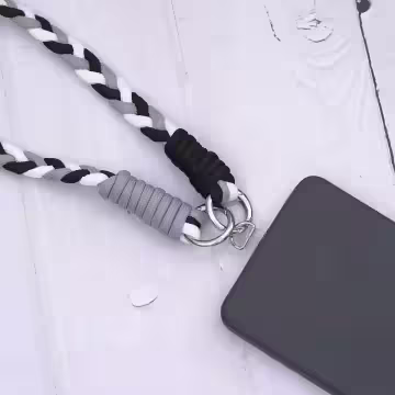 撞色麻花辮×手機斜背雙勾掛繩×黑白