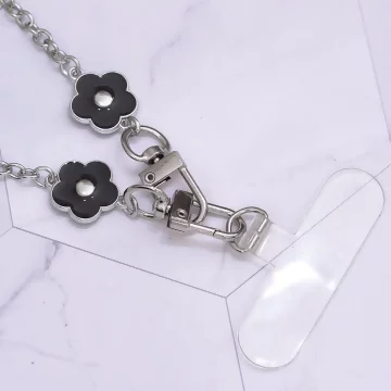法式小花×手機斜背雙勾掛繩×黑色.avif