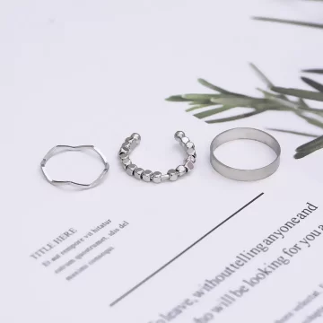 小碎銀簡約波浪×六套件戒指組×銀色.avif