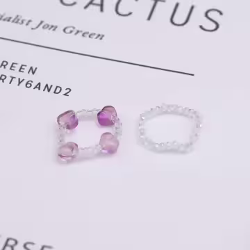 愛心小串珠×五套件戒指組×桃粉