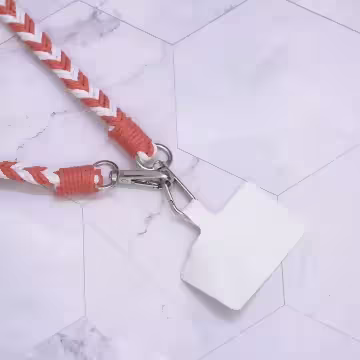 拼色麻花辮子×手機斜背雙勾掛繩×橘色