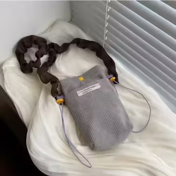 燈芯絨撞色街頭包×斜背包×灰色