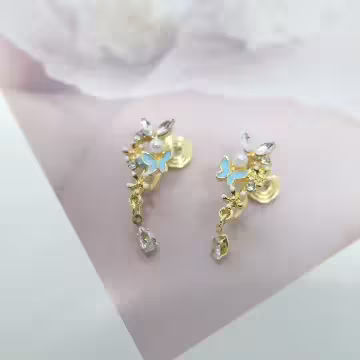 蝴蝶花園×蚊香盤U型耳夾