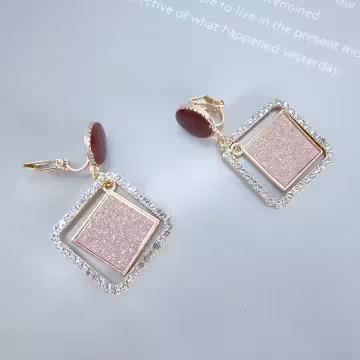 幾何雙菱型晶鑽×三角耳夾