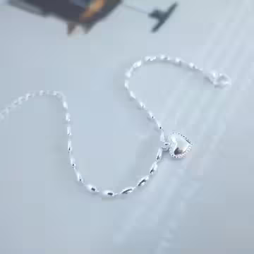 925銀飾&times;米珠光面愛心&times;手鍊