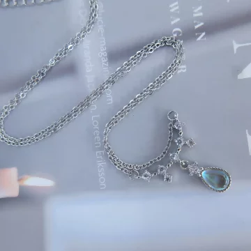 925銀飾×法式散鑽雨滴×鎖骨項鍊 .avif