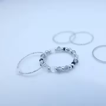 碎銀灰晶串珠×五套件戒指組×灰黑