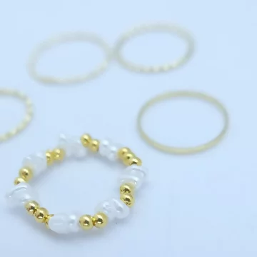 白金米珠×五套件戒指組×金色.avif