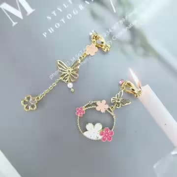 櫻花追蝶×不對稱三角耳夾