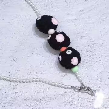 黑色煤炭球×手機斜背雙勾掛繩