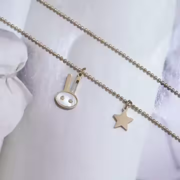 316鋼飾×小白兔星星×鎖骨項鍊×金色