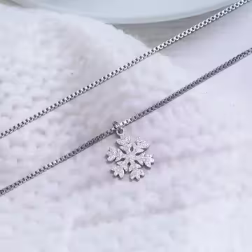 316鋼飾×雪花片×鎖骨項鍊×銀色