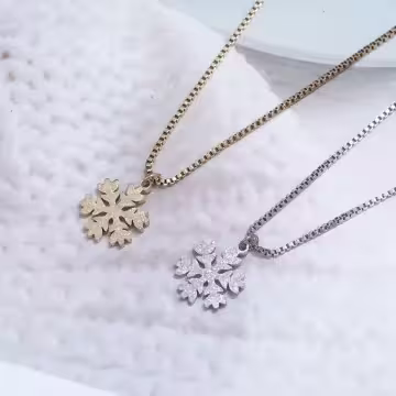 316鋼飾×雪花片×鎖骨項鍊×銀色