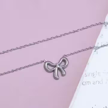 316鋼飾×蝴蝶結×鎖骨項鍊×銀色