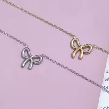 316鋼飾×蝴蝶結×鎖骨項鍊×銀色