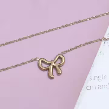 316鋼飾×蝴蝶結×鎖骨項鍊×金色