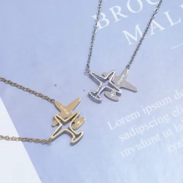 316鋼飾×小飛機×鎖骨項鍊×銀色.avif