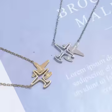 316鋼飾×小飛機×鎖骨項鍊×銀色