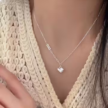 316鋼飾×H愛心×鎖骨項鍊×銀色