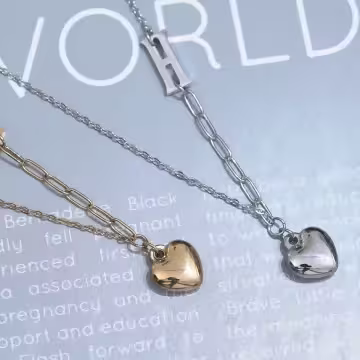 316鋼飾×H愛心×鎖骨項鍊×金色