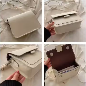 不對稱背帶掀蓋小方包×斜背包×黑色