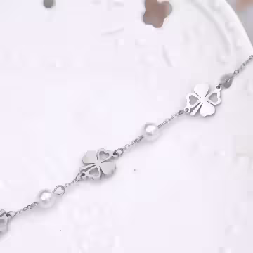 316鋼飾×幸運四葉草×手鍊×銀色