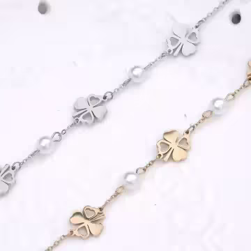 316鋼飾×幸運四葉草×手鍊×銀色