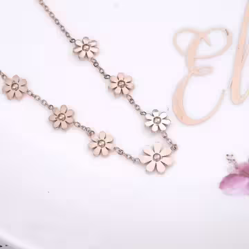 316鋼飾×小雛菊×手鍊×玫瑰金