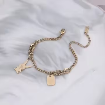 316鋼飾×兔子吊牌×手鍊×金色