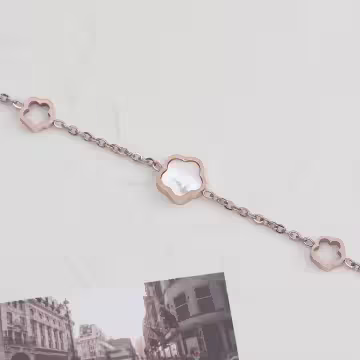 316鋼飾×小梅花×手鍊×玫瑰金