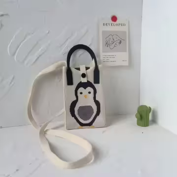灰企鵝×針織×斜背包
