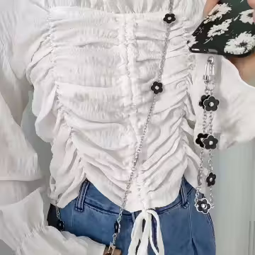 法式小花×手機斜背雙勾掛繩×黑色