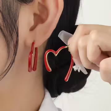 安可拉復古紅心&times;蚊香盤U型耳夾